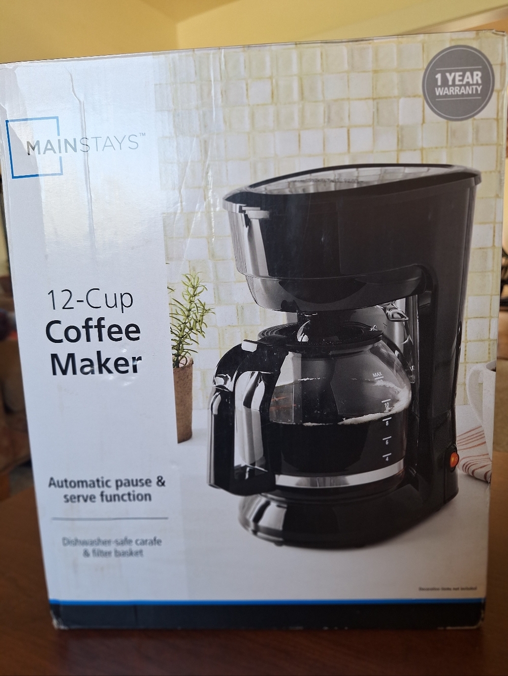 NIB Mainstays 12-Cup Black Coffee Maker